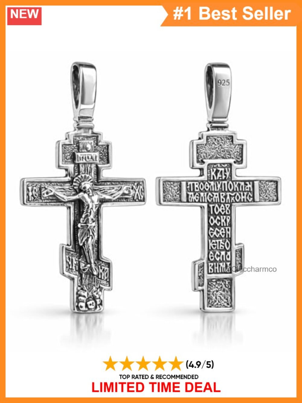 925 Sterling Silver Orthodox Cross Necklace